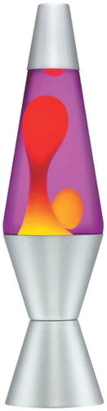 Lava Lamp 14.5'' Yellow Wax/Purple Liquid/Silver Base & Cap