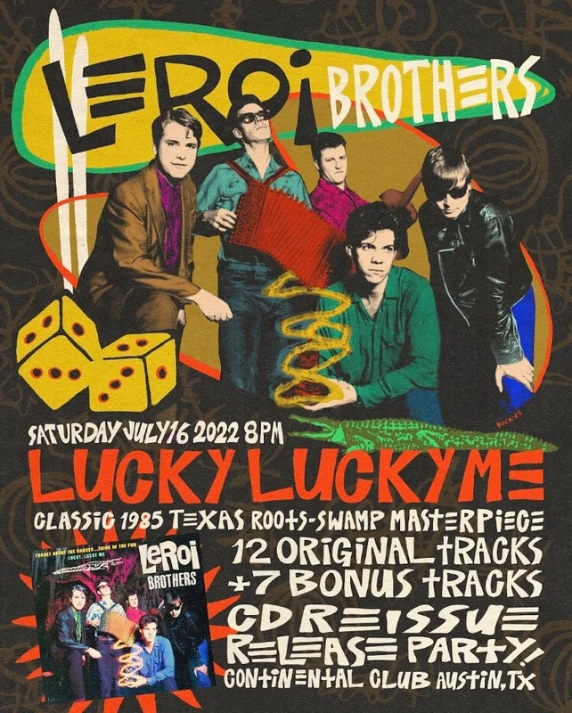 LeRoi Brothers "Lucky Lucky Me" CD Reissue Release at Continental Club - 2022 (Poster)
