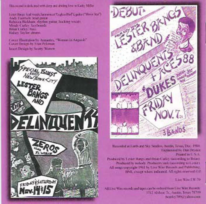 Lester Bangs And The Delinquents - Jook Savages On The Brazos (CD)