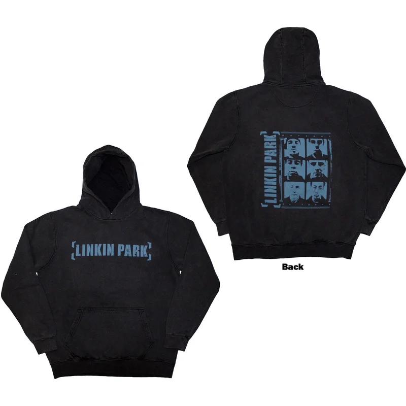 Linkin Park Unisex Stone Wash Pullover Hoodie: Meteora Portraits Charcoal Grey