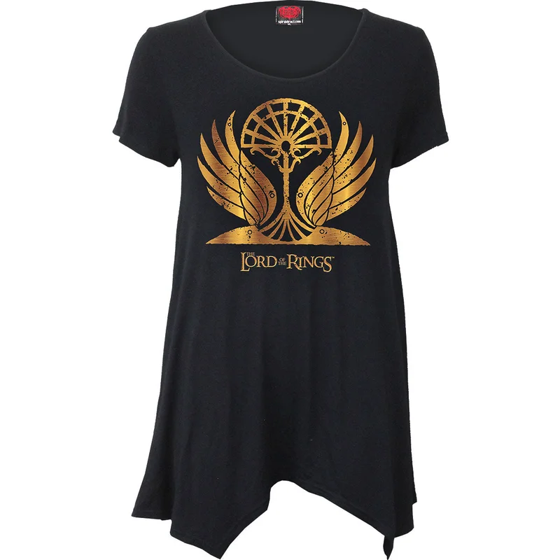 Lord Of The Rings Ladies Smock Tunic Casual Top: Golden Wings Black