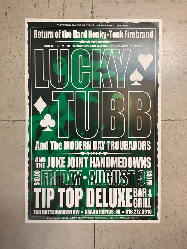 Lucky Tubb and The Modern Day Troubadours at Tip Top Deluxe Bar & Grill - 2012 (Poster)