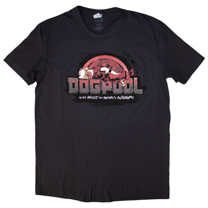 Marvel Comics Unisex T-Shirt: Deadpool Dogpool Autonomy Charcoal Grey