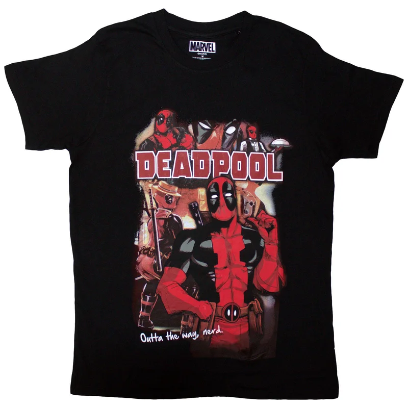 Marvel Comics Unisex T-Shirt: Deadpool Outta The Way Nerd Large