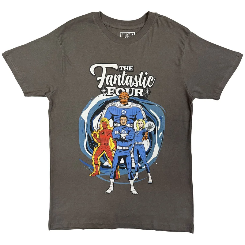 Marvel Comics Unisex T-Shirt: Fantastic Four Portrait Charcoal Grey