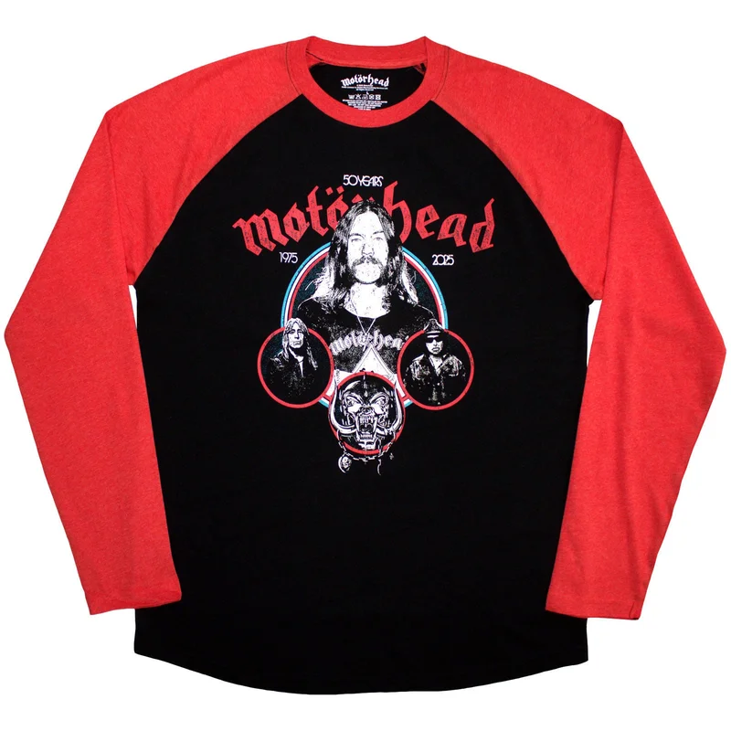Motorhead Unisex Raglan T-Shirt: Band Circles Black & Red