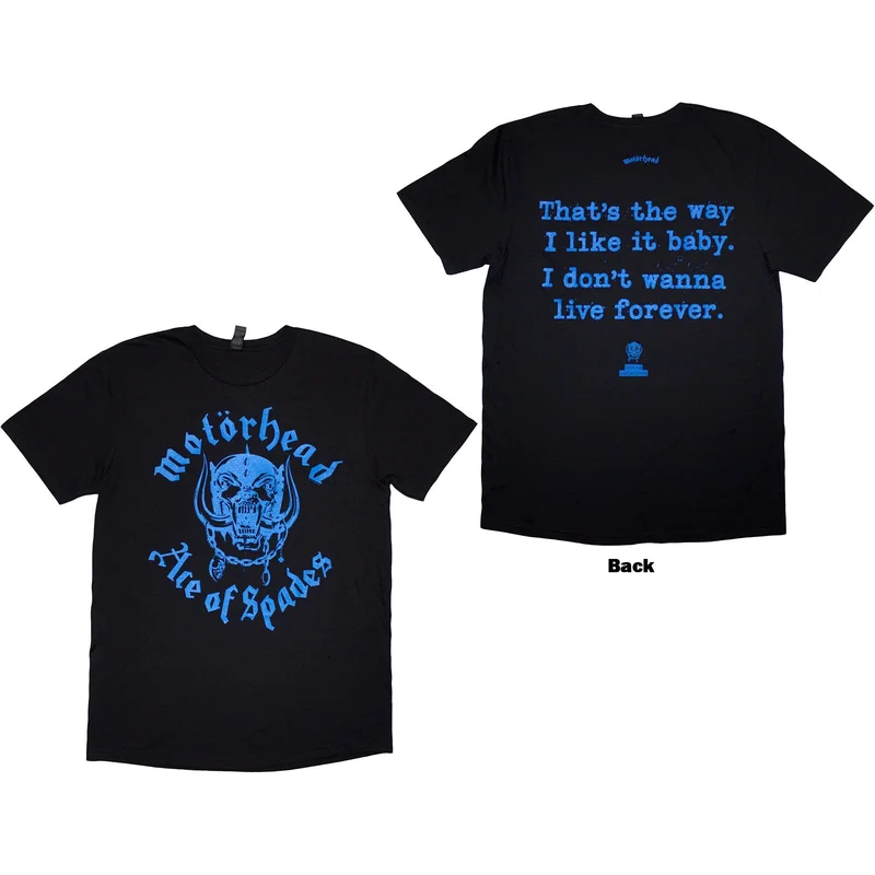 Motorhead Unisex T-Shirt: Ace Of Spades Lyric Back Print