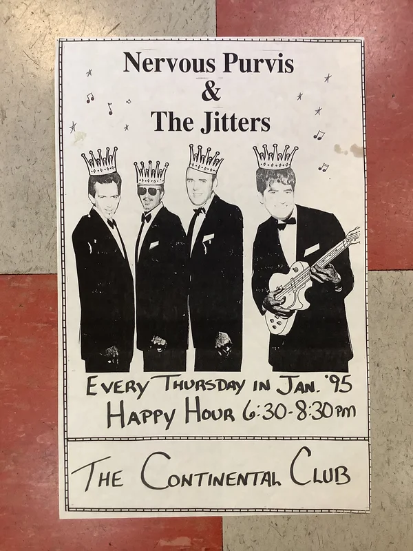 Nervous Purvis and The Jitters at Continental Club - 1995 (Poster)