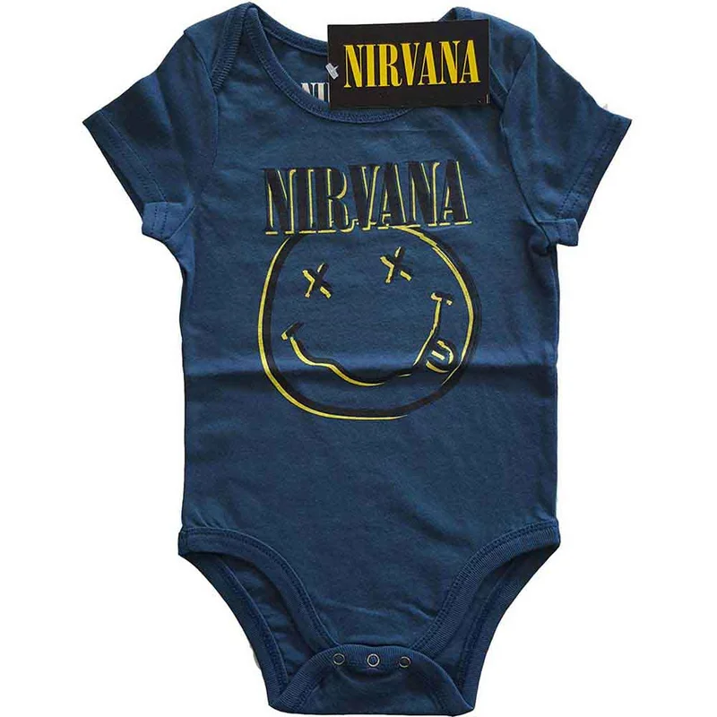 Nirvana Kids Baby Grow: Inverse Happy Face Navy Blue