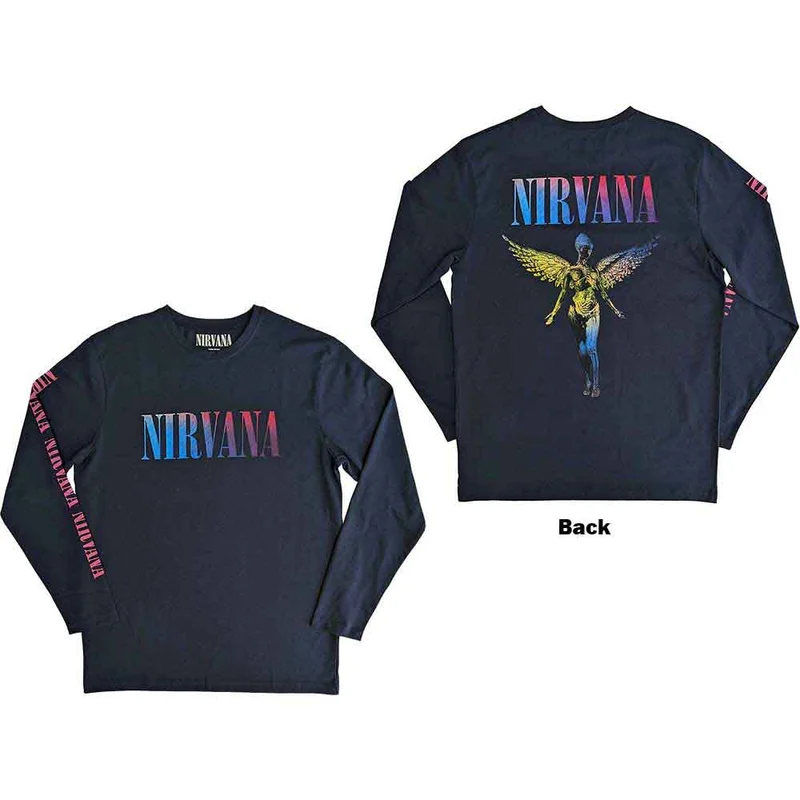 Nirvana Unisex Long Sleeve T-Shirt: Angelic Gradient Navy Blue