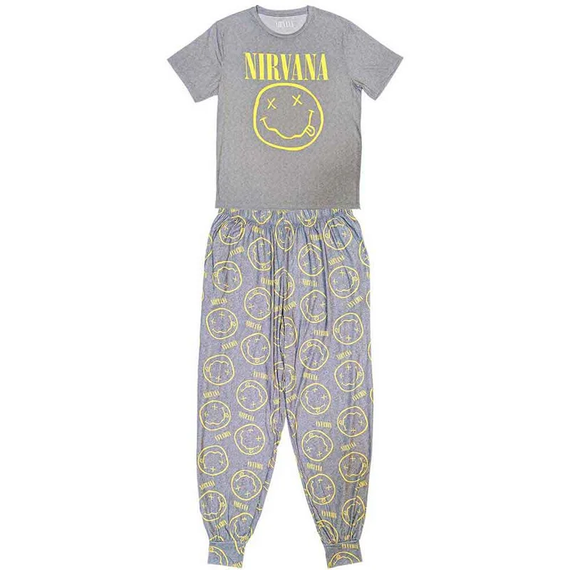Nirvana Unisex Pyjamas: Yellow Smile Large