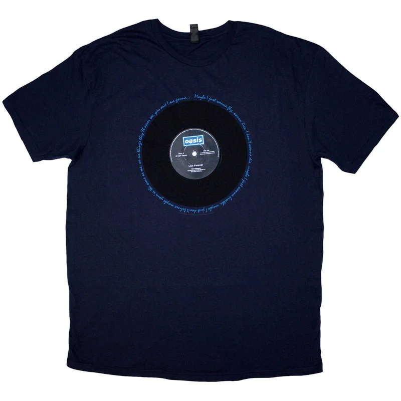 Oasis Unisex T-Shirt: Live Forever Single Denim Blue