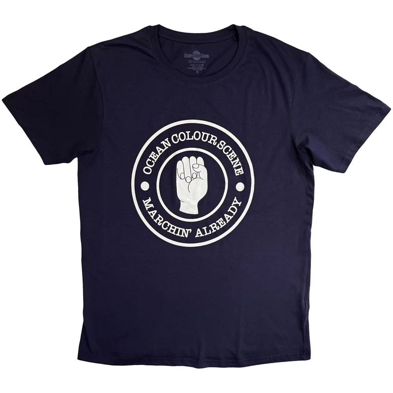 Ocean Colour Scene Unisex T-Shirt: Marchin' Fist Navy Blue