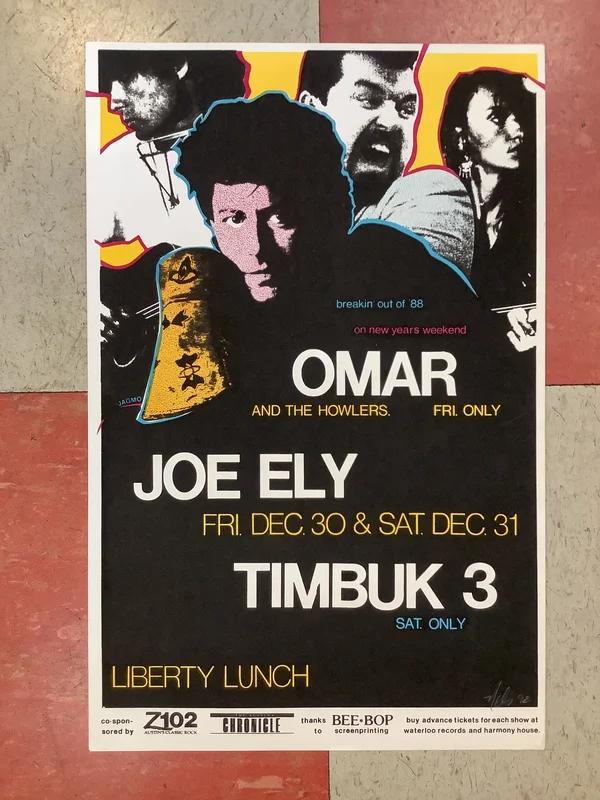 Omar and The Howlers, Joe Ely, & Timbuk 3 at Liberty Lunch - 1992 (Poster)