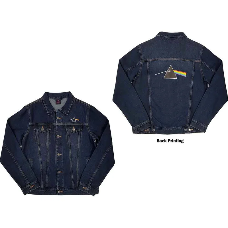 Pink Floyd Unisex Denim Jacket: Dark Side of the Moon Oval Back Print
