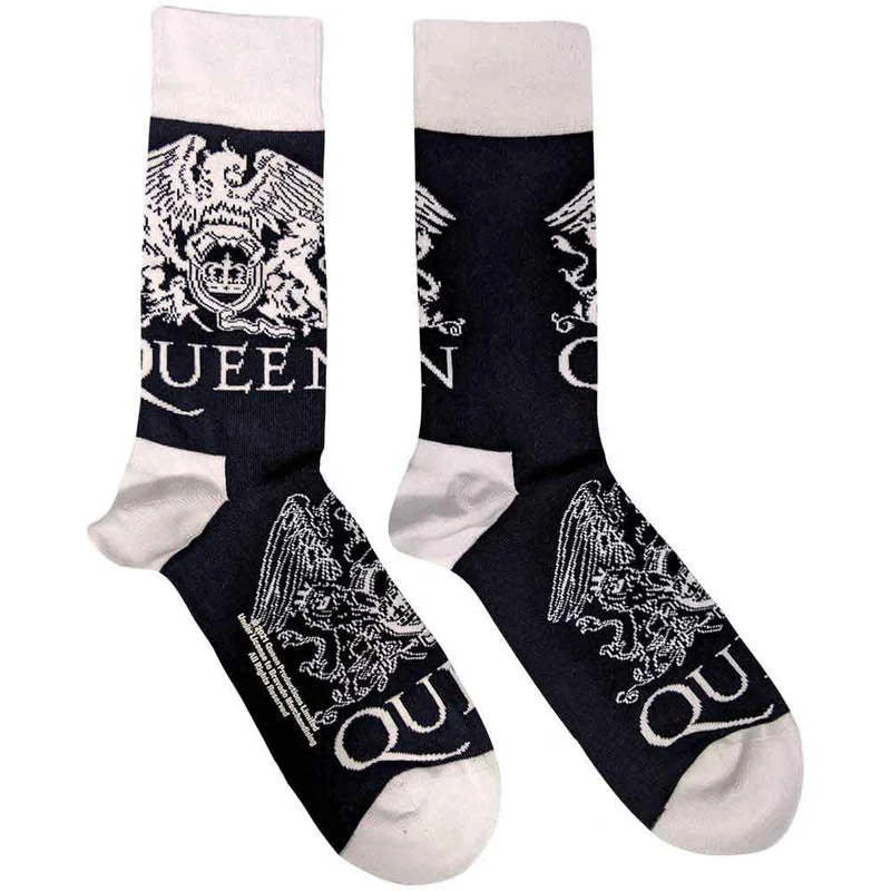 Queen Unisex Ankle Socks: White Crests Navy Blue