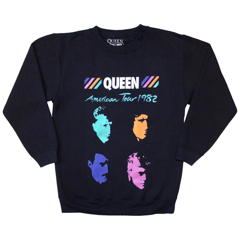 Queen Unisex Sweatshirt: American Tour 1982 Navy Blue