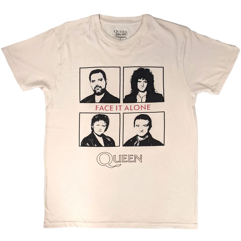 Queen Unisex T-Shirt: Face It Alone Squares Natural