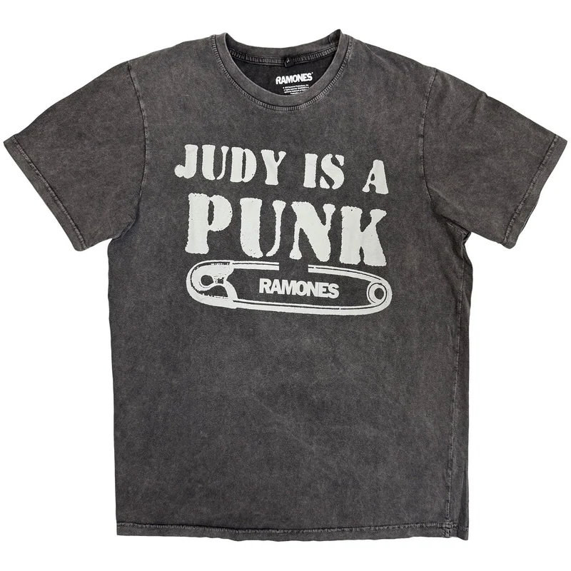 Ramones Unisex Stone Wash T-Shirt: Judy Charcoal Grey
