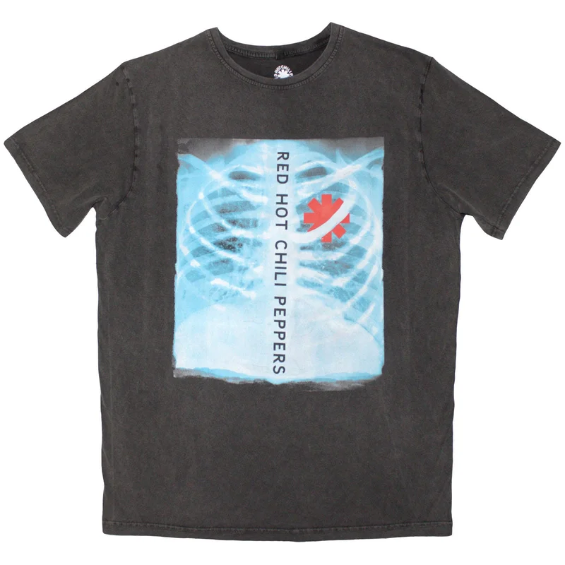 Red Hot Chili Peppers Unisex Stone Wash T-Shirt: X-Ray Charcoal Grey