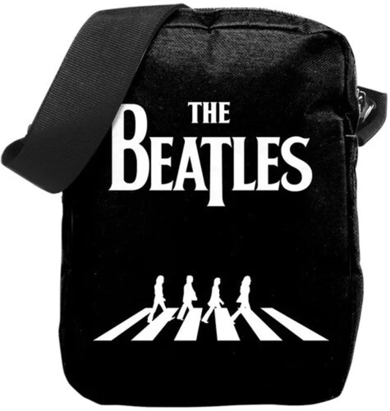 Rocksax - Beatles - Abbey Road B/W Logo - Crossbody Bag with Stash Pockets (Black)
