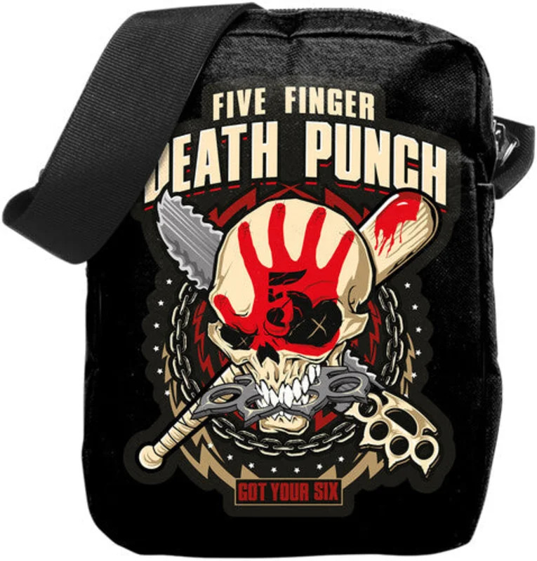 Rocksax - Five Finger Death Punch - Got Your Six Logo - Crossbody Bag With Stash Pockets (Black/Red)