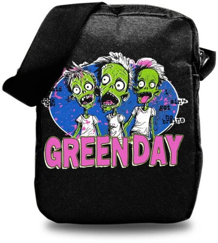 Rocksax-Green Day-Zombie Logo-Crossbody Bag with Stash Pockets (Black)