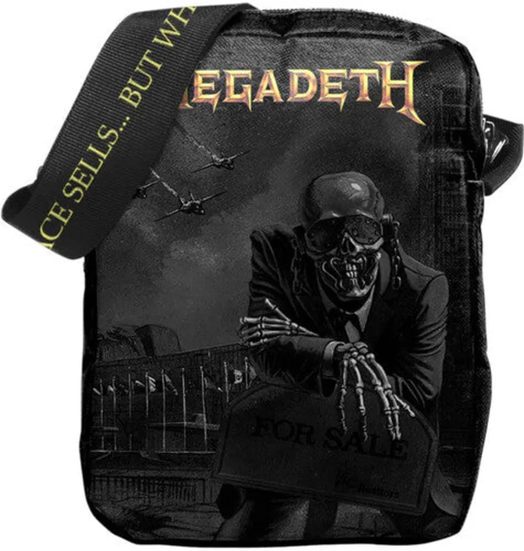 Rocksax - Megadeth - Peace Sells Logo -Crossbody Bag with Stash Pockets (Black)