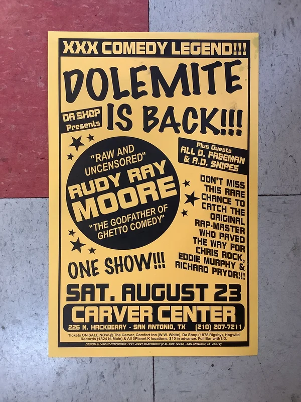 Rudy Ray Moore at Carver Center - 1997 (Poster)