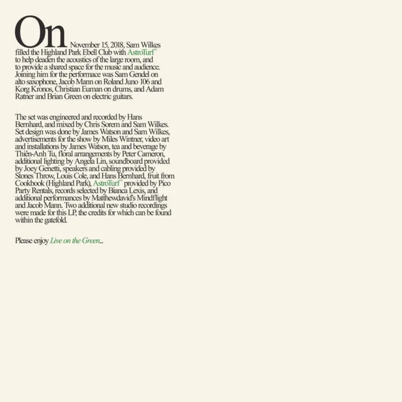 Sam Wilkes - Live on the Green LP