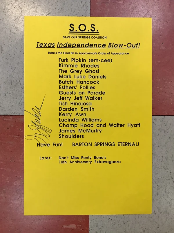 Save Our Springs Coalition Texas Independence Blow-Out (Poster)