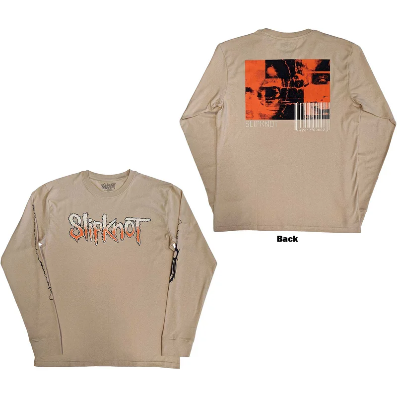 Slipknot Unisex Long Sleeve T-Shirt: The End, So Far Logo Barcode Sand