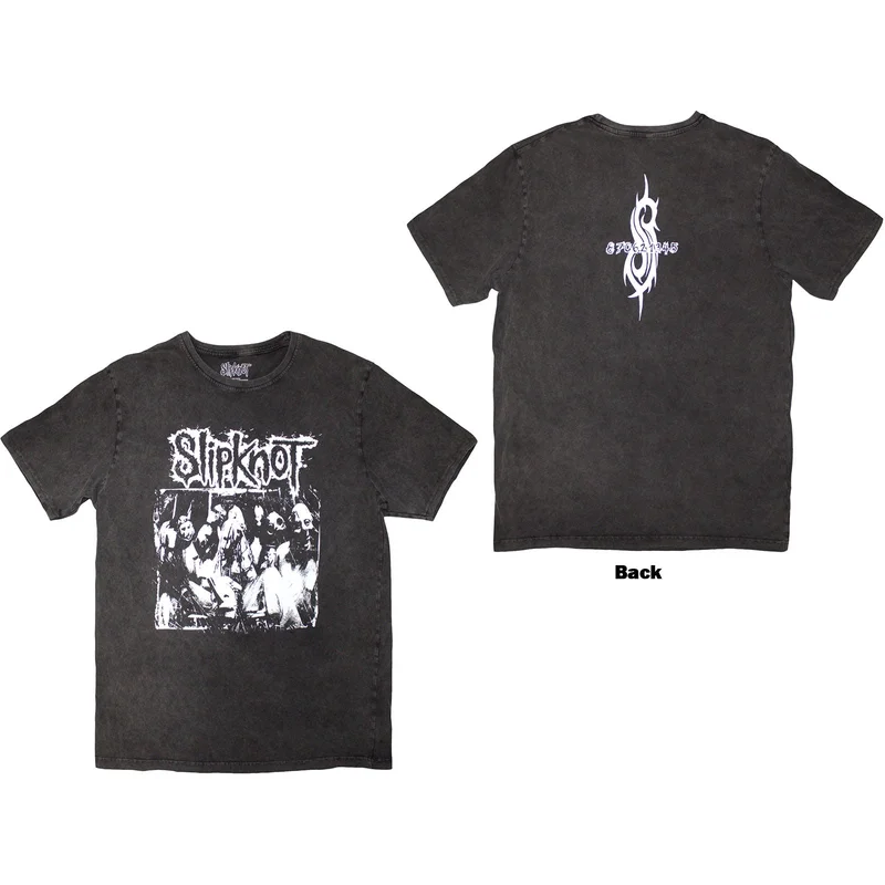 Slipknot Unisex Stone Wash T-Shirt: Album Splatter Charcoal Grey