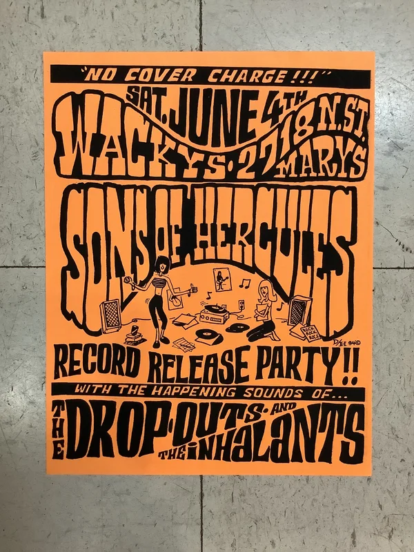 Sons of Hercules Record Release Party at Wacky's - 1994 (Poster)