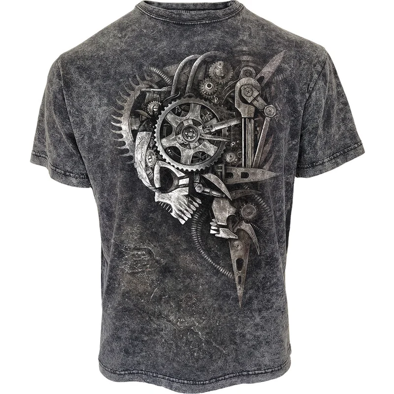 Spiral Unisex Acid Wash T-Shirt: Diesel Punk Black & Grey