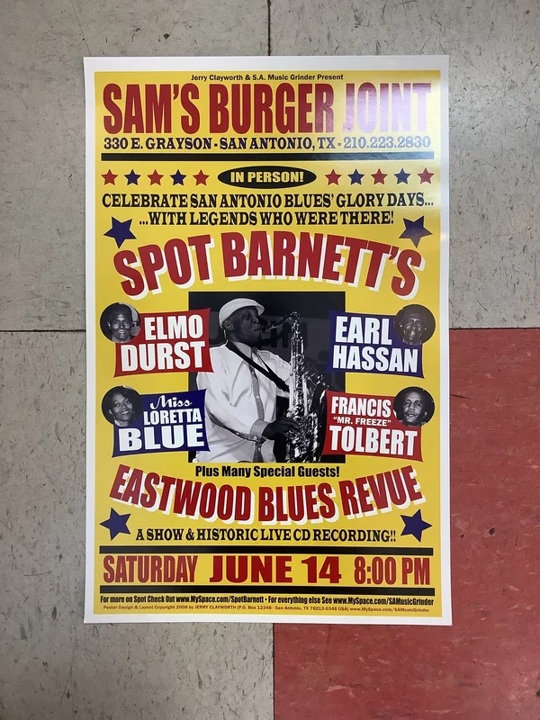 Spot Barnett's Eastwood Blues Revue at Sam's Burger Joint - 2008 (Poster)