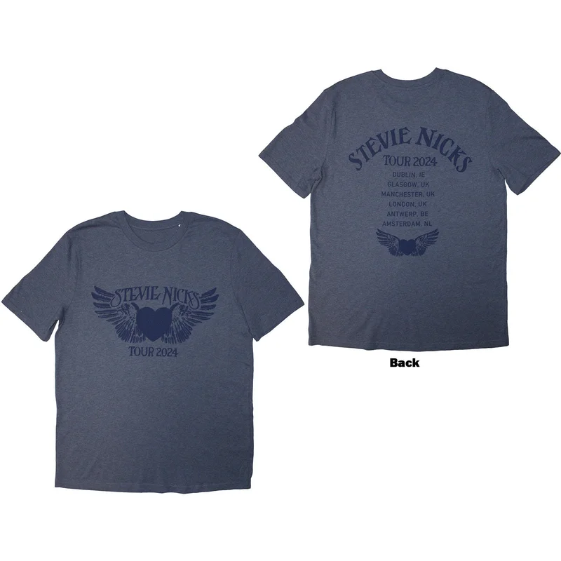 Stevie Nicks Unisex T-Shirt: Tour '24 Winged Heart Navy Blue