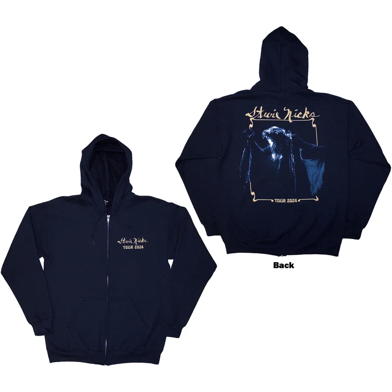 Stevie Nicks Unisex Zipped Hoodie: Tour '24 Live Photo Navy Blue
