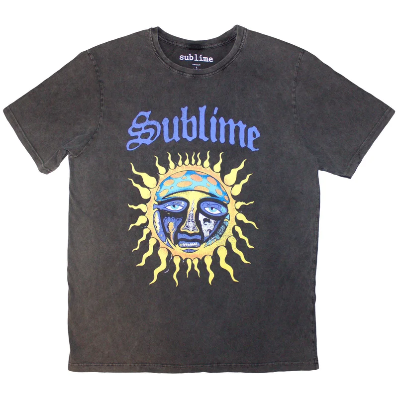 Sublime Unisex Stone Wash T-Shirt: Sun Logo Charcoal Grey