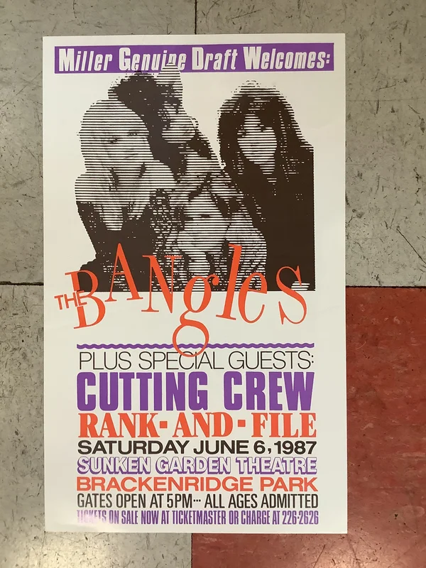 The Bangles at Sunken Garden Theatre - 1987 (Poster)