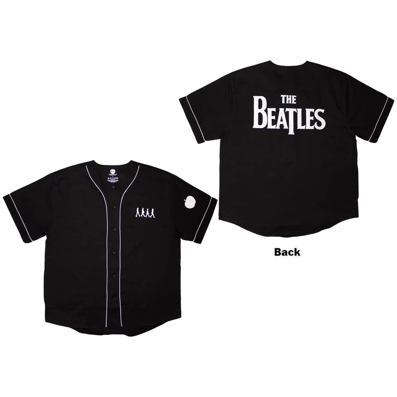 The Beatles Unisex Baseball Jersey: Apple Logo / Walking Black