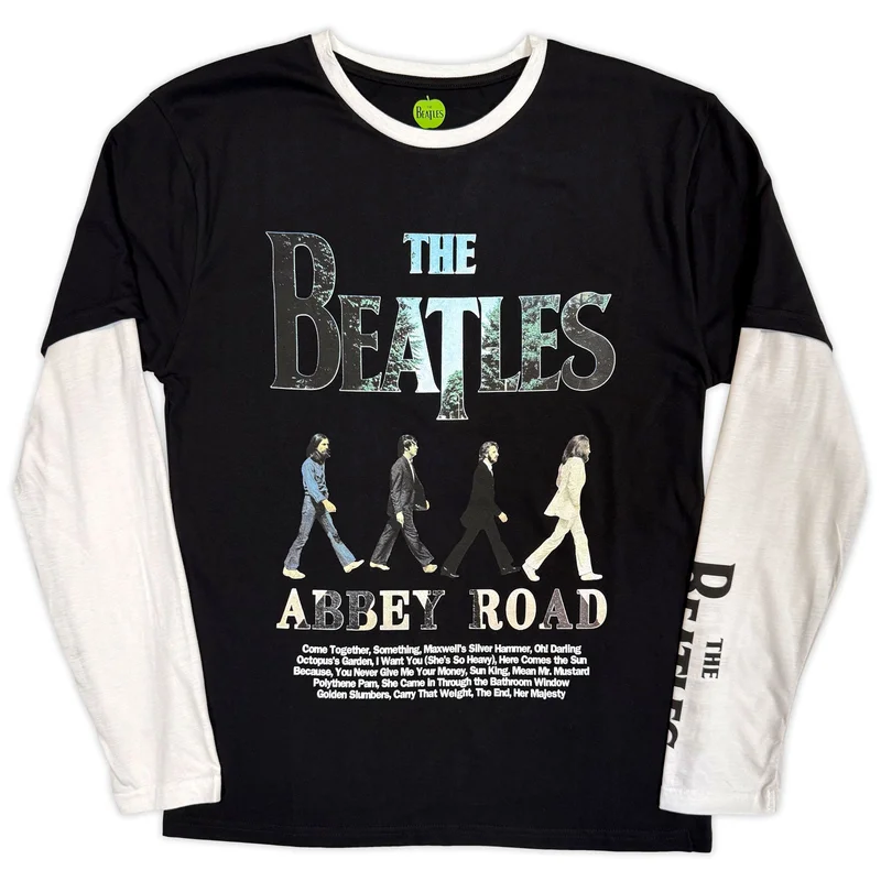 The Beatles Unisex Layered Long Sleeve T-Shirt: Abbey Road Infill Black & White