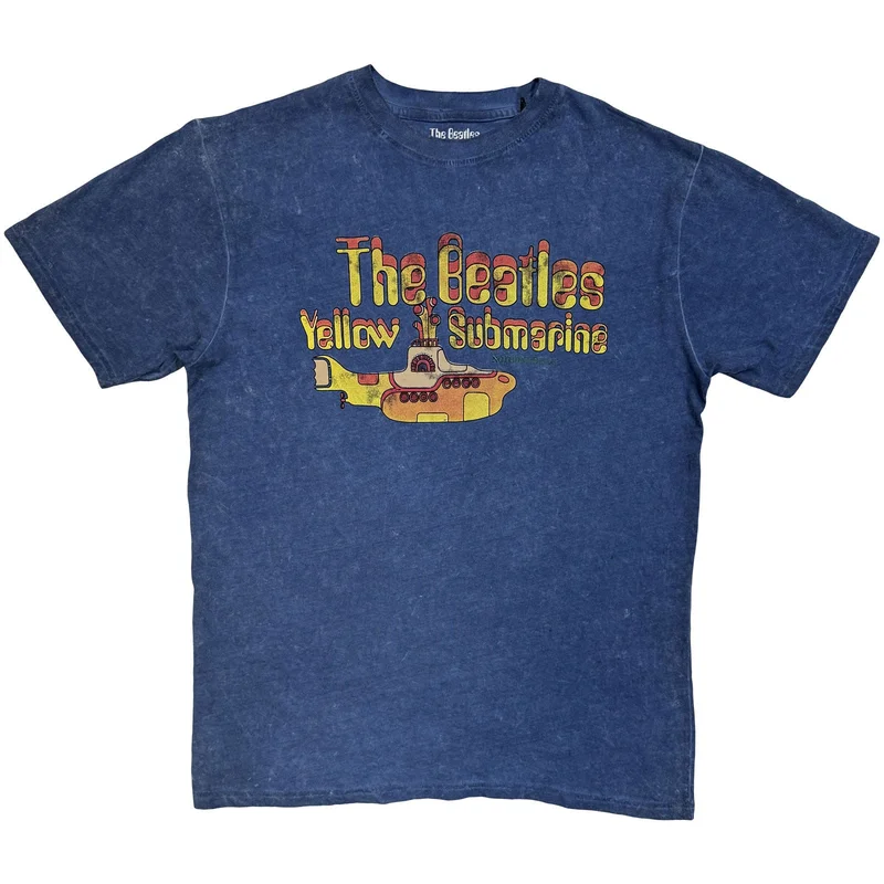 The Beatles Unisex T-Shirt: Yellow Submarine Nothing Is Real Snow Wash Denim Blue
