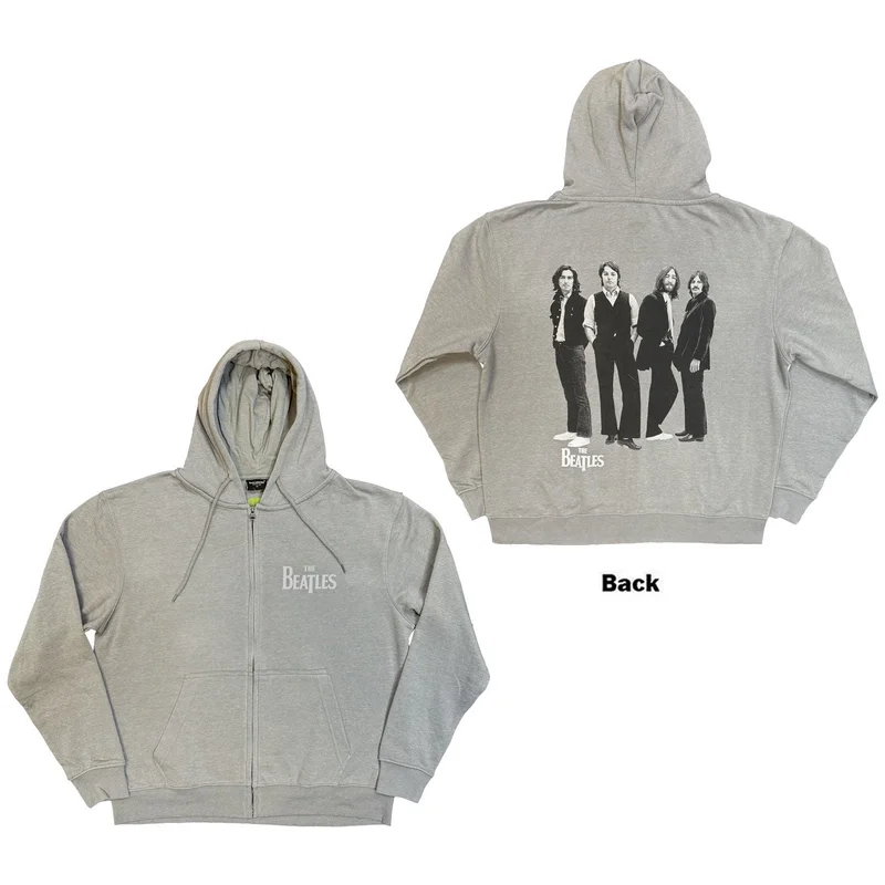 The Beatles Unisex Zipped Hoodie: White Album Marl Grey