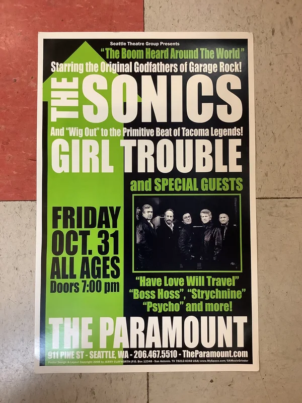 The Sonics at The Paramount - 2008 (Poster)