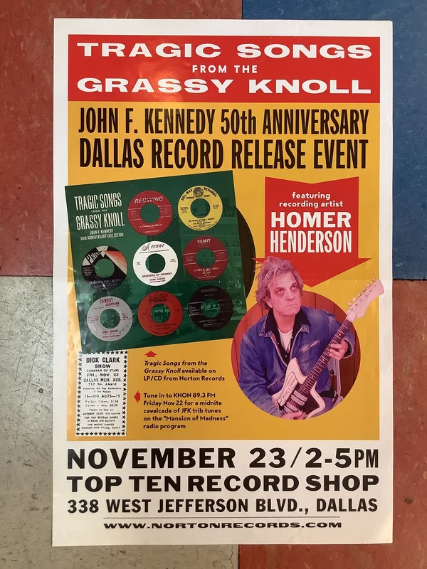 "Tragic Songs from the Grassy Knoll" Record Release at Top Ten Record Shop - 2013 (Poster)