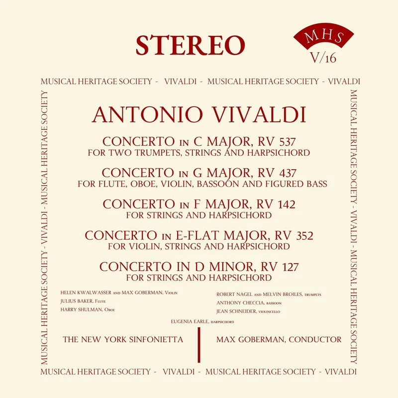 VIVALDI: Concertos (Vol. 16) - Max Goberman, New York Sinfonietta