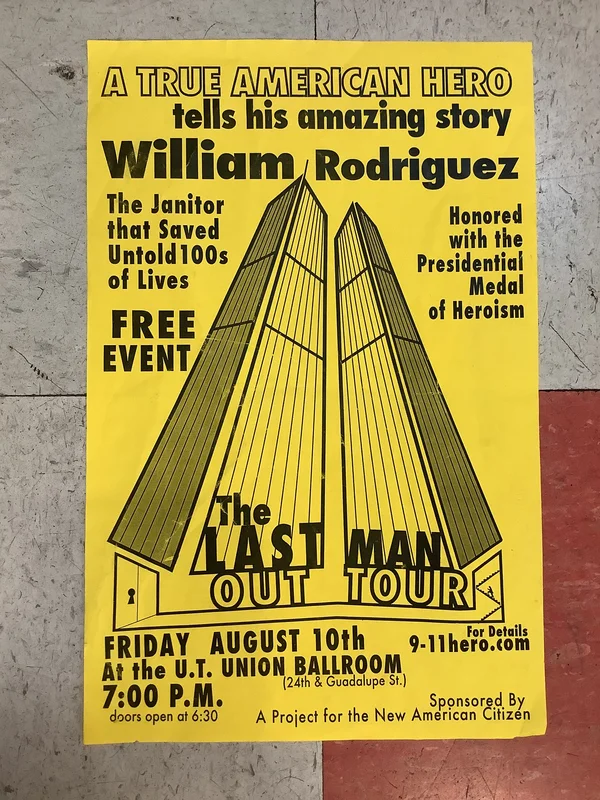 William Rodriguez "The Last Man Out Tour" at U.T. Union Ballroom (Poster)