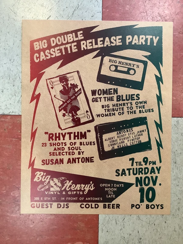 "Women Get The Blues"/"Rhythm" Cassette Release at Big Henry's (Poster)
